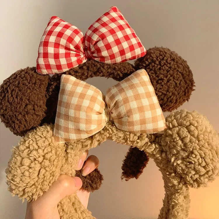 Cute Bow, Bear Ears, Plush Hair Hoops, Women\'s Face Wash, Headband, Hair Clip, Cartoon Brown Headband, Hair Accessories, Winter