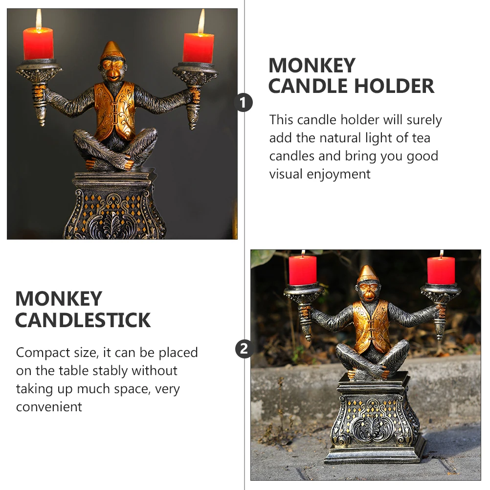 

Resin Holder Monkey Shape Decorative Tea Light Stand For Desktop Home Office Temple Religious Decoration Retro