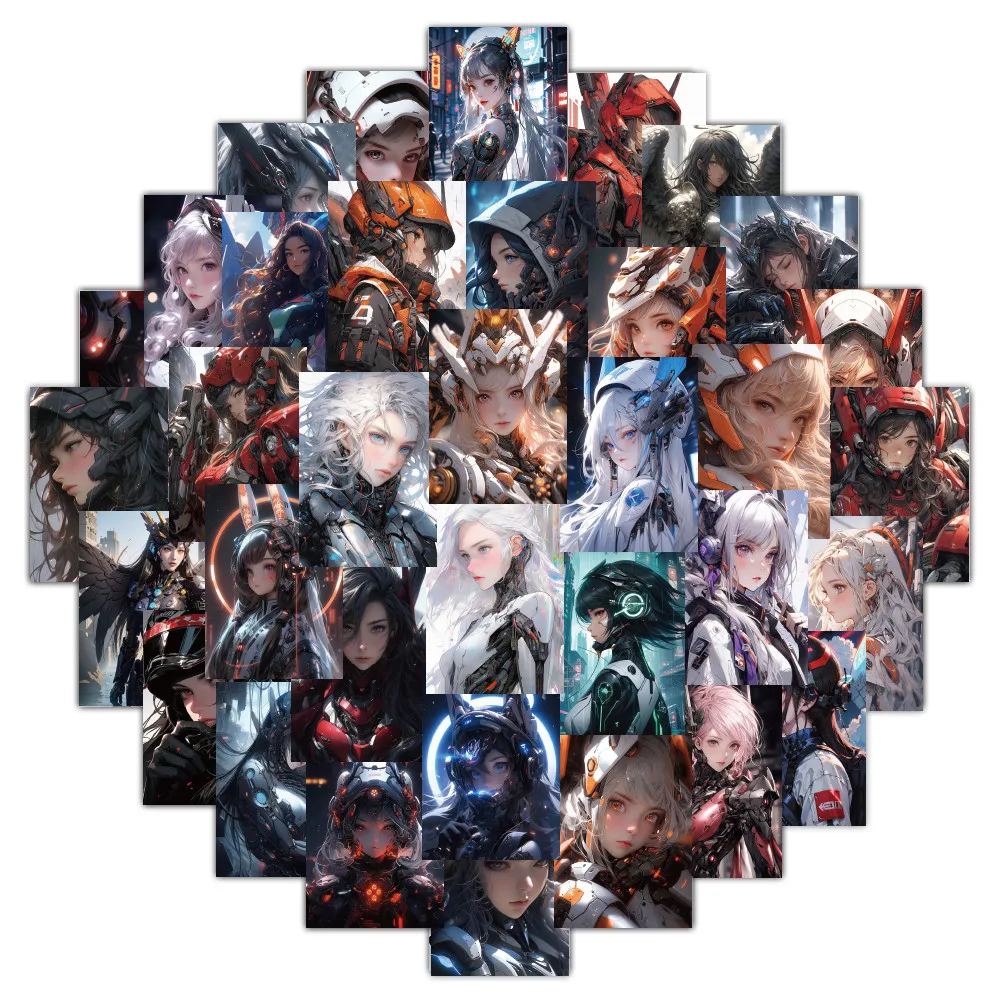60 قطعة من ملصقات Mecha Girl - ديكور مستوحى من الخيال العلمي لمشاريع الهواتف وأجهزة الكمبيوتر المحمولة متجر AnimeWorlds