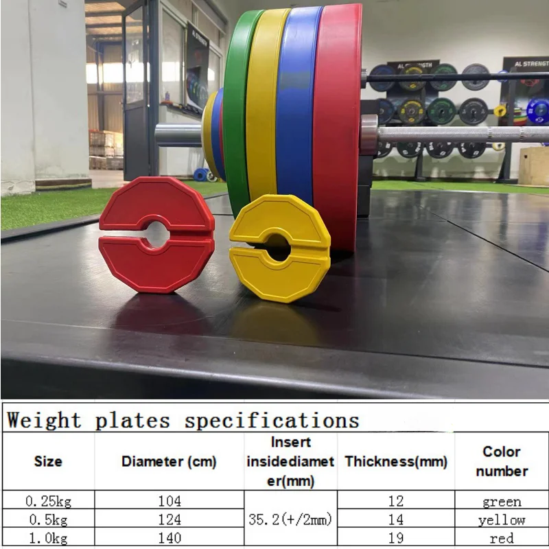 1pc ginásio micro placas 0.25/0.5/1 kg haltere placa de peso fracionária placas de peso fracionário de borracha placa de peso de mudança adicional