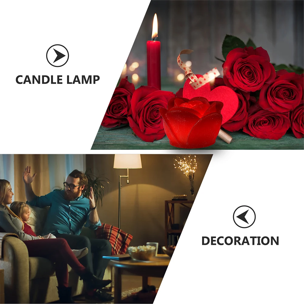 4Pcs Decorative Rose Lamp LED Electric Light for Table Centerpiece Decor Atmosphere Ornament