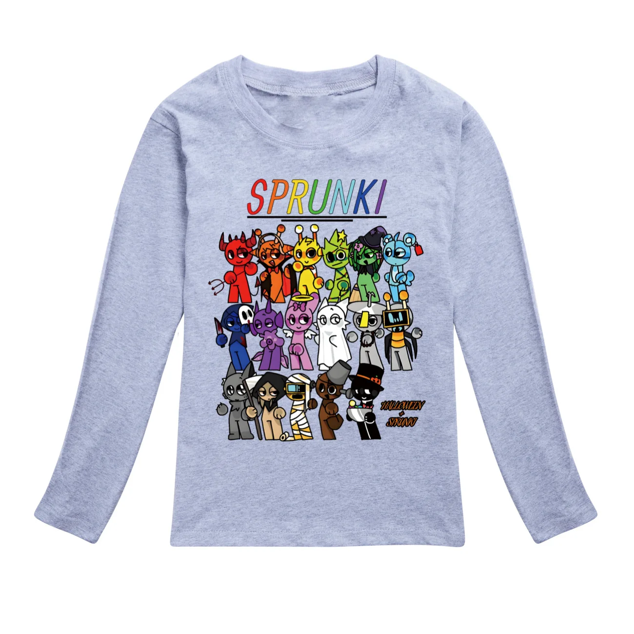 Cute Sprunki Tshirt Kids Clothes Teenager Boys O-Neck Cartoon Casual T-shirts Girls Long Sleeve Tops Children's Clothing