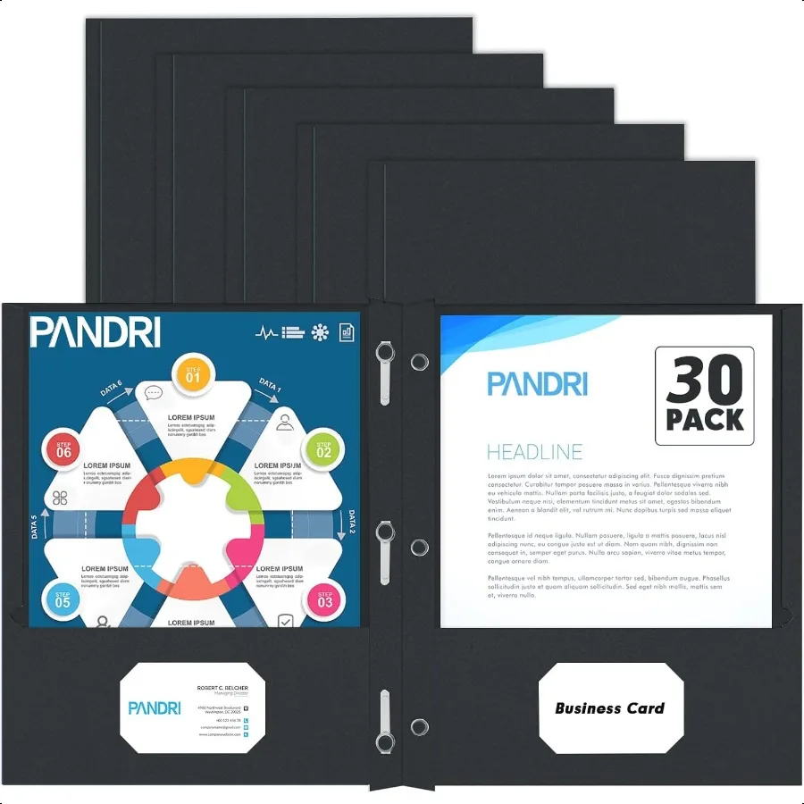 

Two Pocket Folders 30 Pack Two Pocket Folders with Prongs 3 Prong Folders Designed for Office and Classroom Letter Size Black
