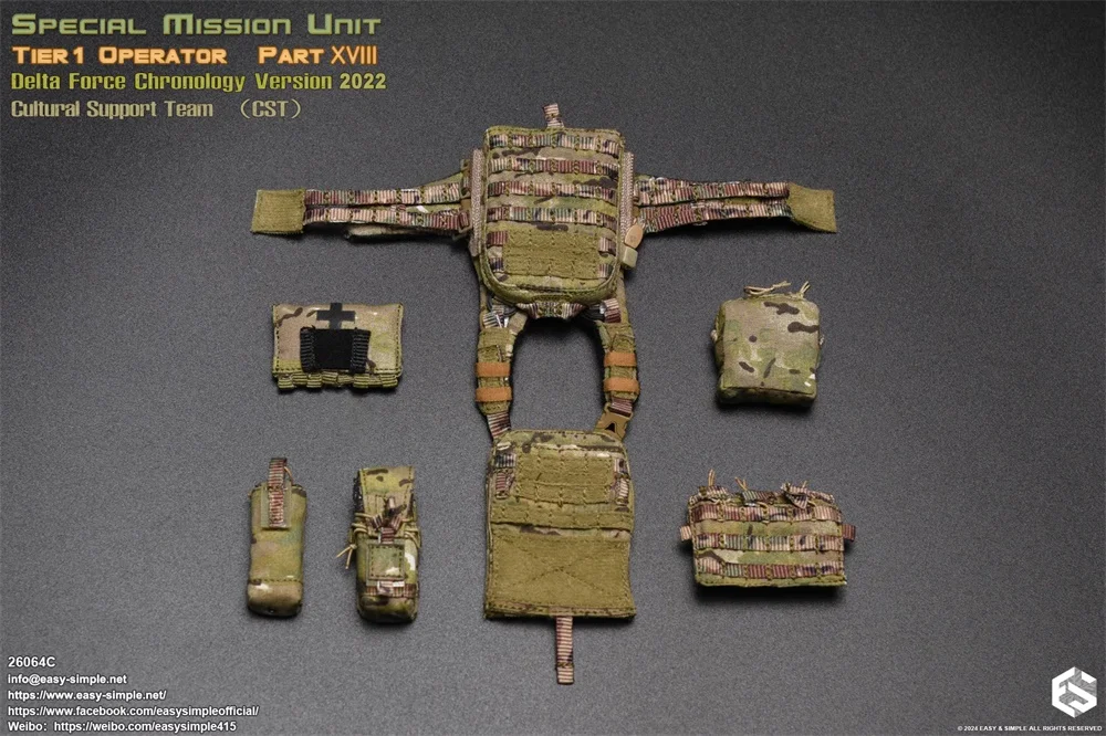 1/6 EASY&SIMPLE ES 26064C US. Female Soldier Mission Unit Operation Hang Chest Vest Bag Medals For 12