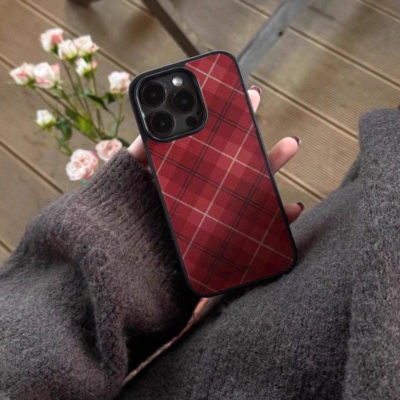 INS العصرية عيد الميلاد الأحمر الماس شبكة نمط جراب هاتف آيفون 17 برو ماكس الهواء 16 15 14 12 13 11 برو ماكس زائد مكافحة السقوط غطاء #3