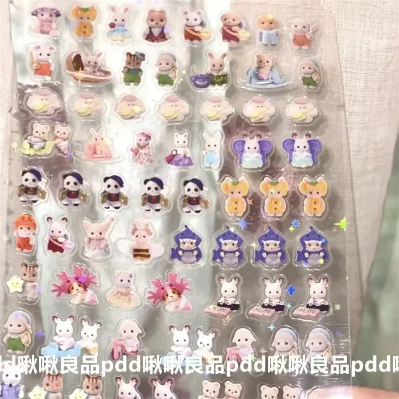 ملصقات حيوانات على شكل أرنب عيد الفصح من سيلفانيان، هدية للأطفال، مجموعة ملصقات ألعاب مقاومة للماء #3