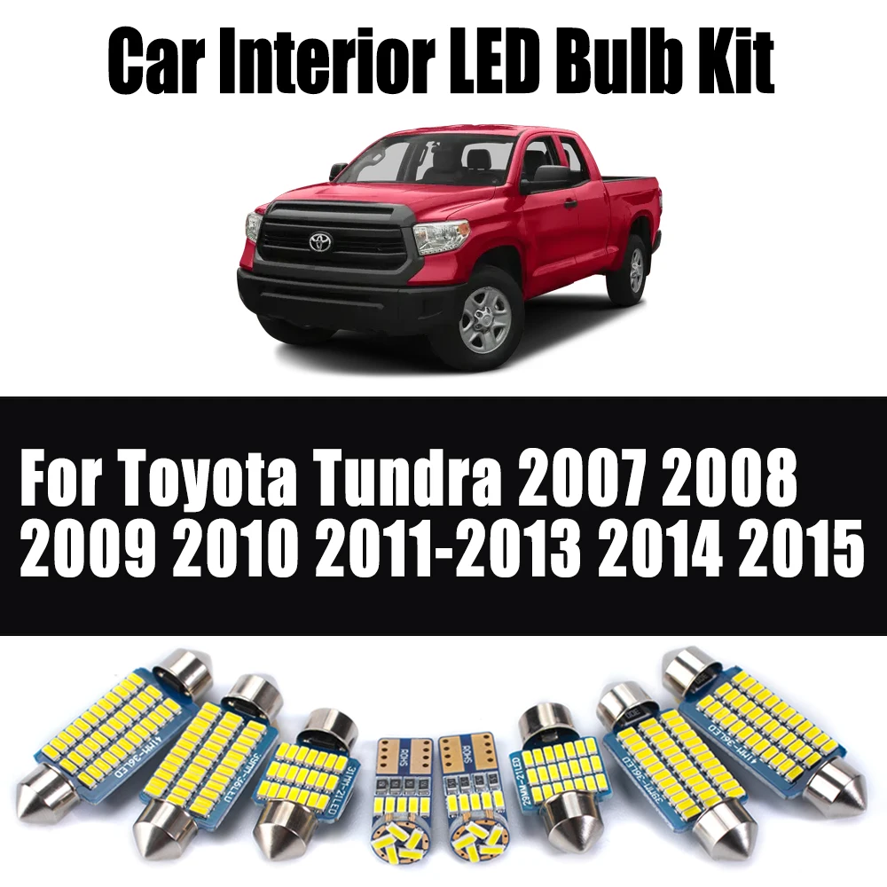 

12 шт. автомобильное освещение Canbus для Toyota Tundra 2007 2008 2009 2010 2011-2014 2015 светодиодный комплект внутреннего освещения багажника с куполом для чтения карт