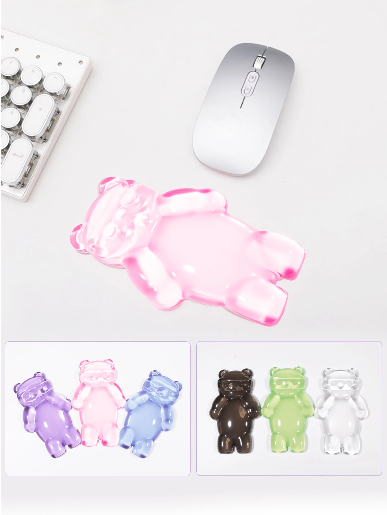Reposamuñecas ergonómico de gel para ratón, almohadilla de soporte para muñeca para ratón de ordenador, alivia el dolor de brazo, linda almohadilla de muñeca con diseño de oso