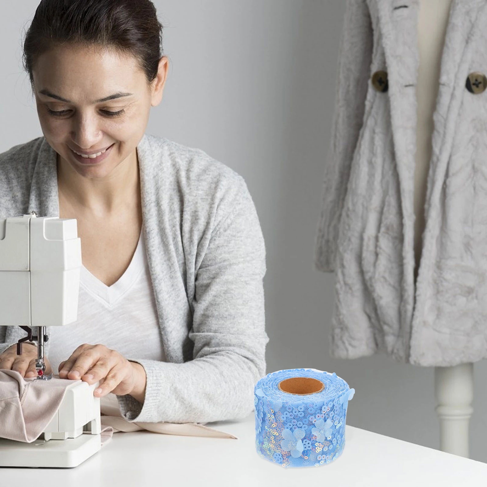 

Floral Ribbon Sequin Webbing Bowknot DIY Craft Material Strong Tear Break Resistance Compact Size Ribbon