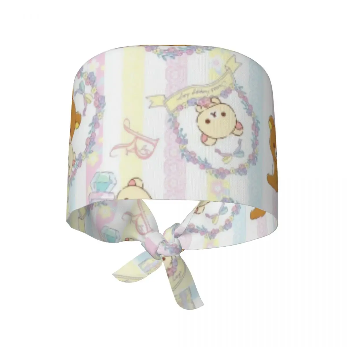 Work Scrub Cap Cute Bear Rilakkuma Nurse Hats For Unisex Women Bandage Tie Back Working Cap Soft Elastic Custom DIY Medical Hat