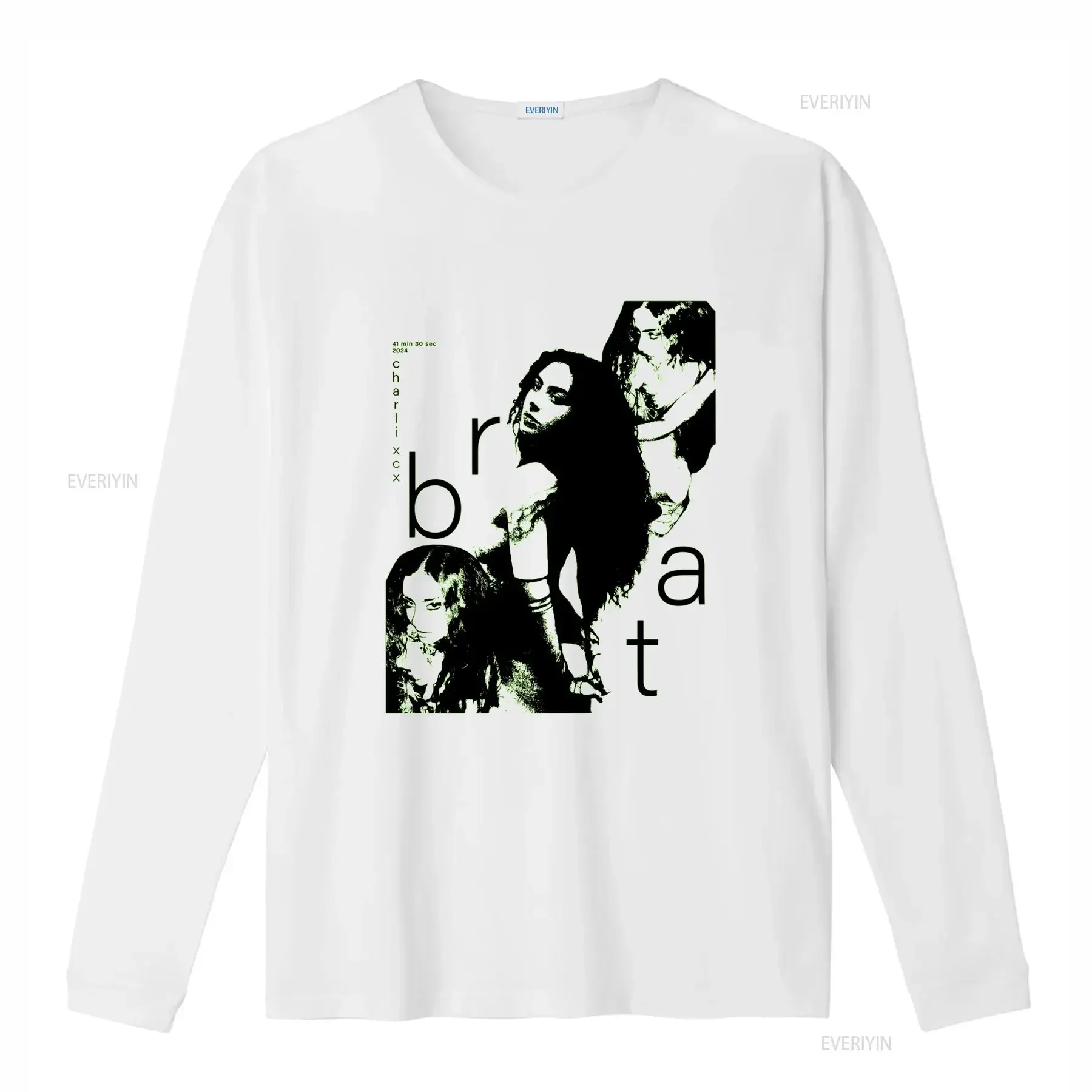 T shirt da adulto con album di Brat New Girocollo casual tessuto leggermente elasticizzato vestibilità regolare motivo vintage