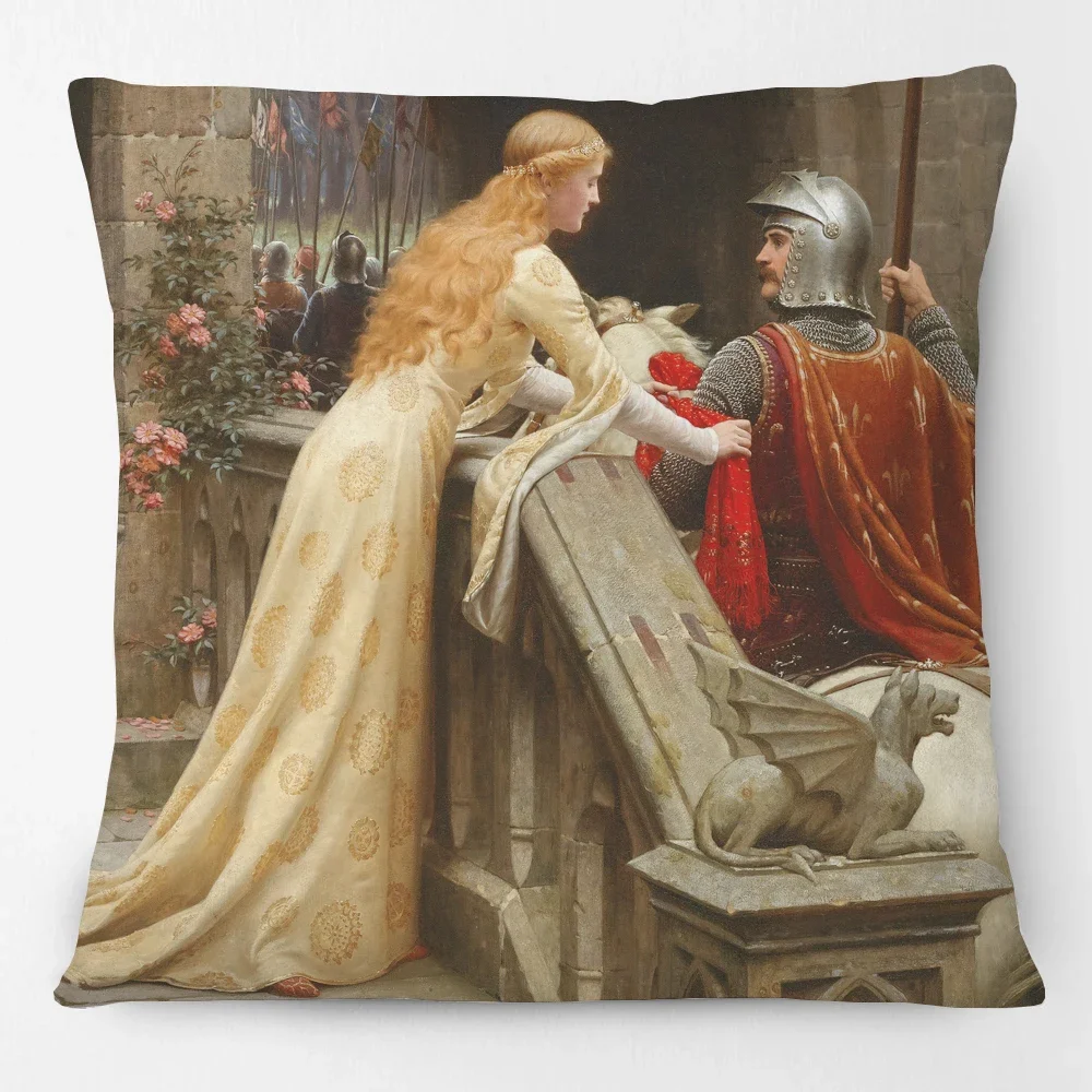 

Edmund Blair Leighton Famour Paintings God Speed Accolade Cushion Covers Medieval War Soldier And Gilr Love Print Pillow Case