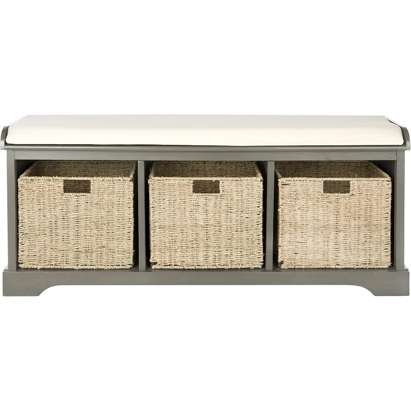 Banc de rangement Lonan gris et blanc WUNICEF, collection American Homes