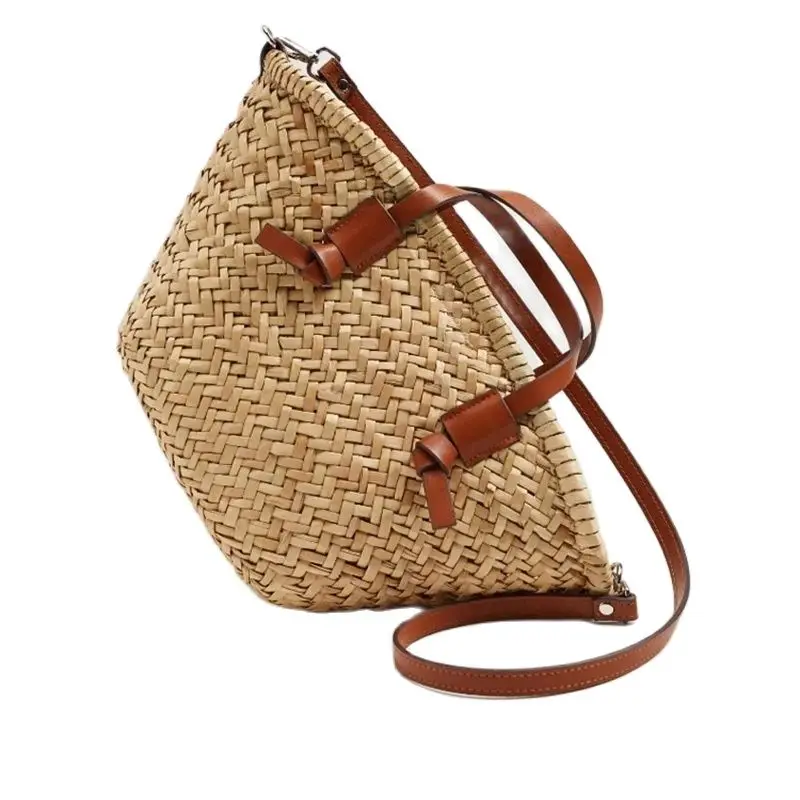 Handmade Summer Beach Straw Tote Bag Designer Shoulder Crossbody Bag Casual Wicker Woven Basket Bags Rattan Women Handbags 2024