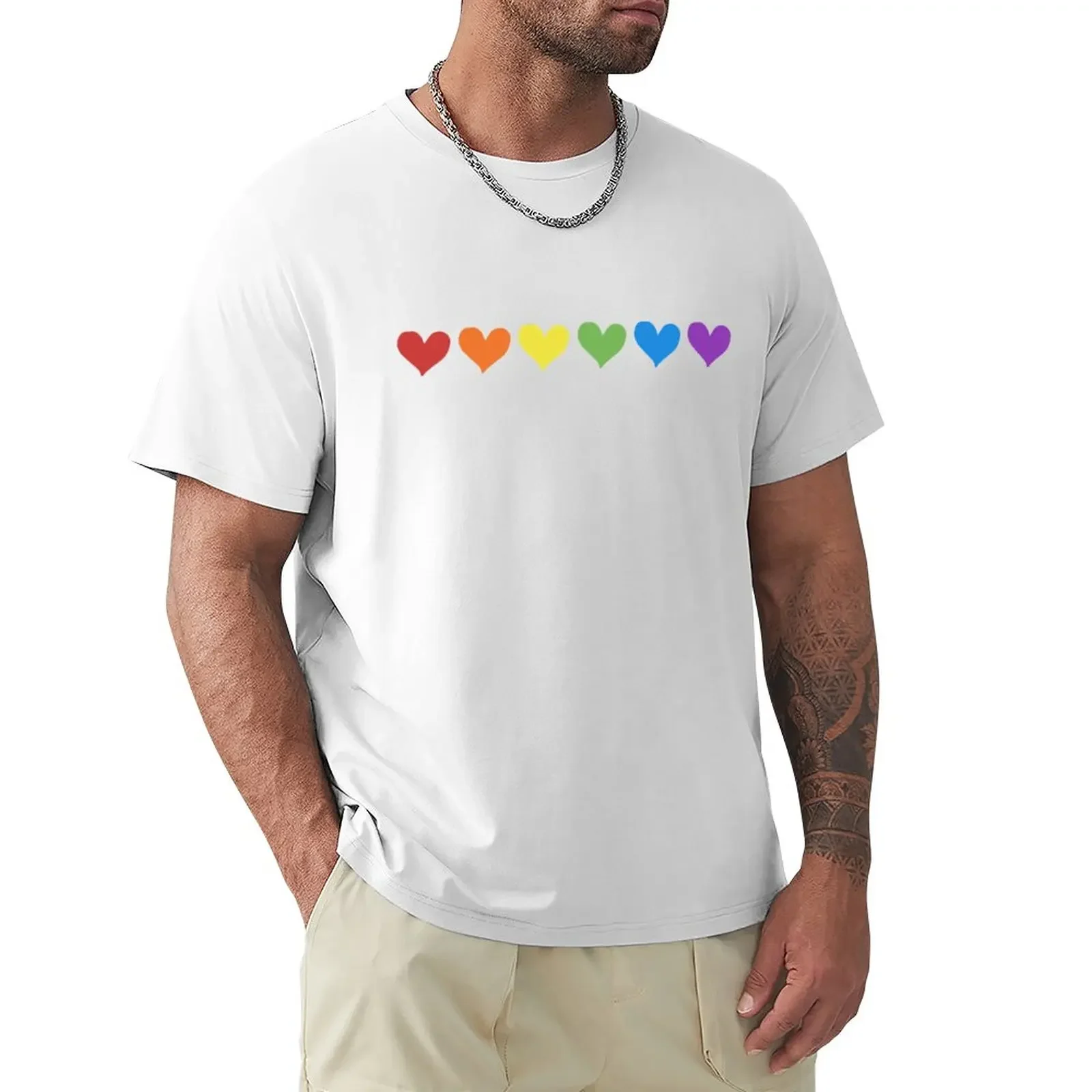 Pride Rainbow Hearts T-Shirt Aesthetic clothing quick-drying men clothing