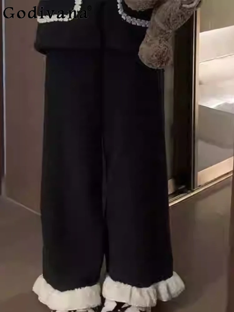 

Plus-size Women Autumn Winter Thickened Coral Velvet Pajama Pants Comfortable Elastic Waist Versatile Loose Warm Loungewear