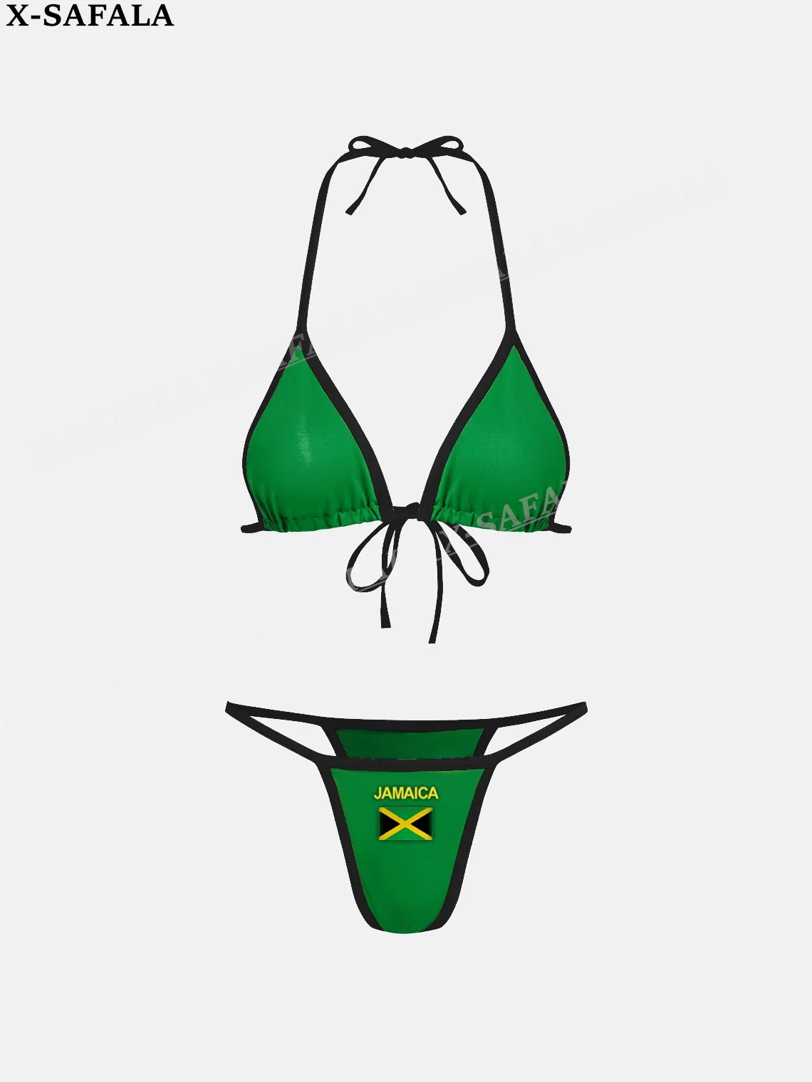 Jamaica Country Flag Tie Straps Women Micro Sexy Bikini Bra Set Summer Beachwear Sexy Beach Two Pieces Bathing Suits Swimwear