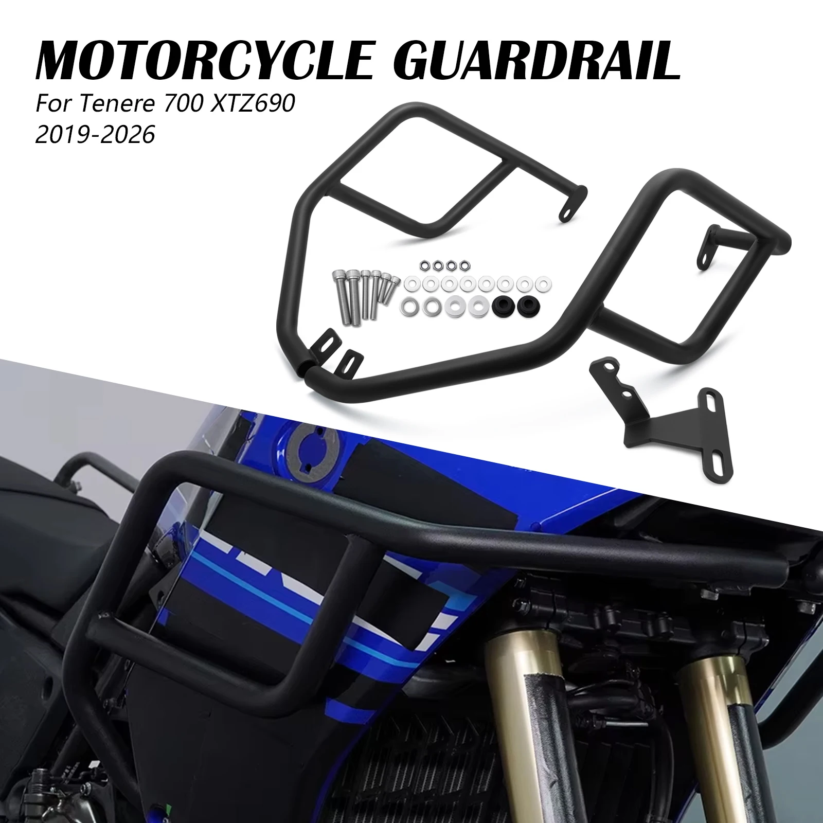 

Motorcycle Upper Lower Crash Bar Engine Guard Frame Protector Bumper For Yamaha Tenere 700 XTZ690 2019-2026 Tenere700 T700