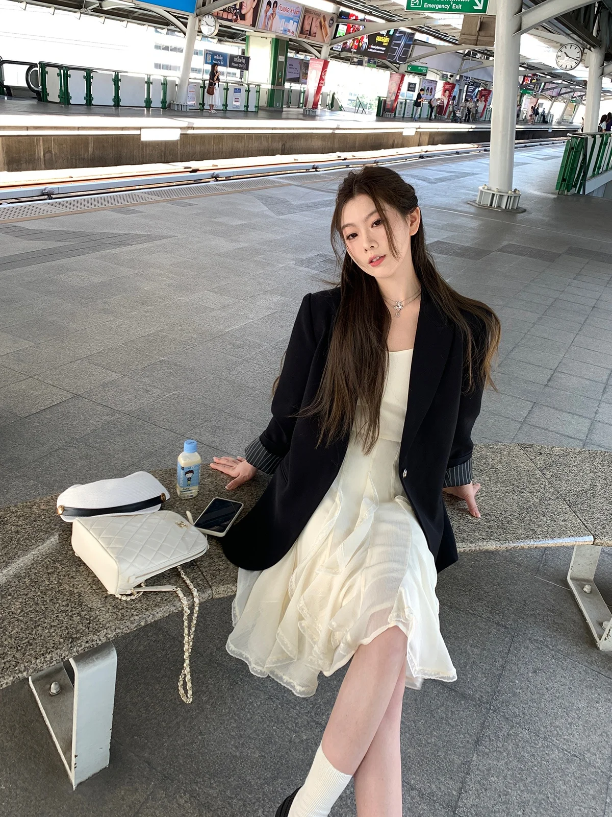 

ay Suit Jaet Casual High-End Feeling Versatile Leisure Western Clothes Straight Cut Commuter Sle Long Sve Button up