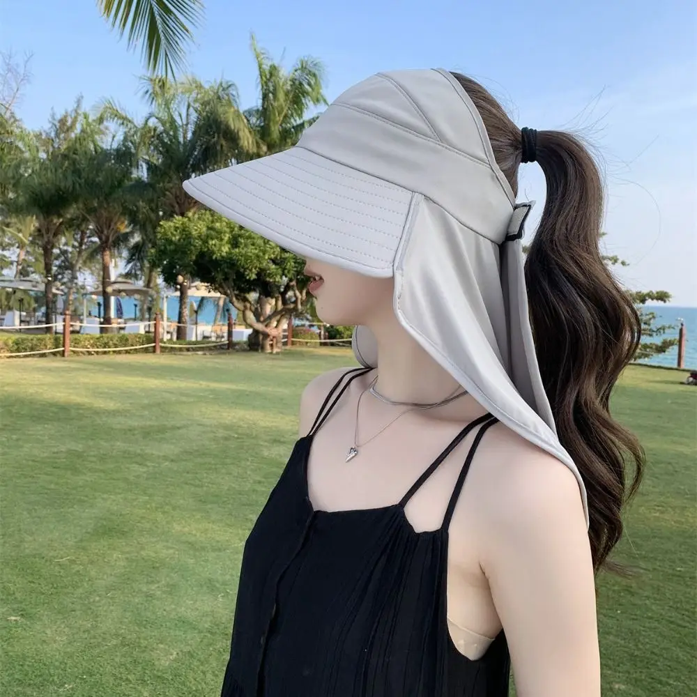 New Summer Women Sun Hat Empty Top UV Protection Wide Brim Bucket Hat 50+ UPF Fishing Cycling Neck Cover Cap Ladies/Girls