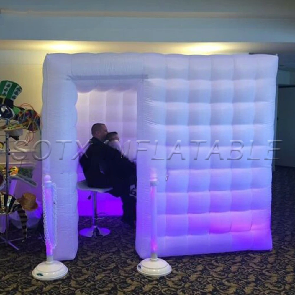 temporary shelter for sal Wholesale price durable White Inflatable Cube Photo Booth Air Tent Portable Photobooth with LED Lights