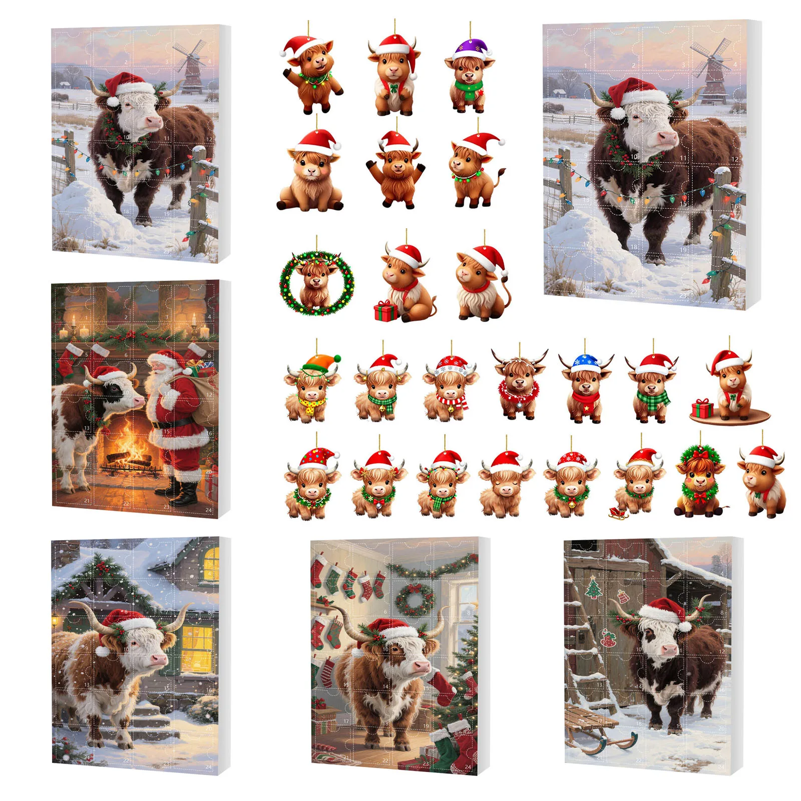 Hour Glasses with Sand 60 Minutes Big Christmas 24 Day Calendar Yak Christmas Tree Ornaments Acrylic Flat Hot Potato with Timer