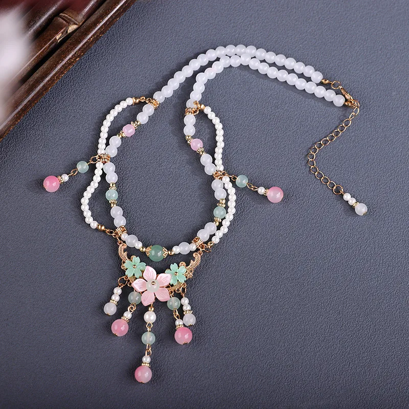 New Chinese Style Wreaths All Necklace National Style Slung Chain Chinese Clothing Horse Skirt Accessories Women's A Generation