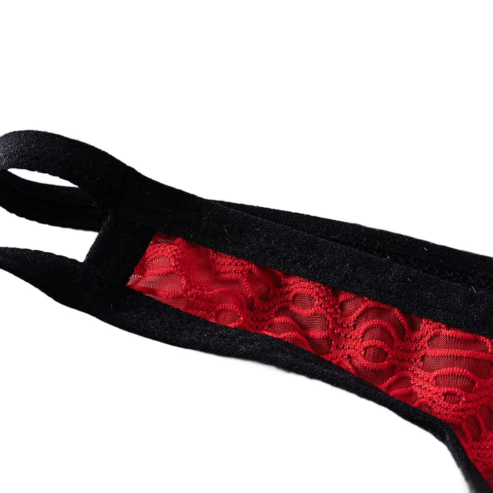 

M-XXL Size Men G-Strings Open Butt Bulge Pouch Underwear Low Rise Hollow Perspective Lace Thongs Bikini Briefs