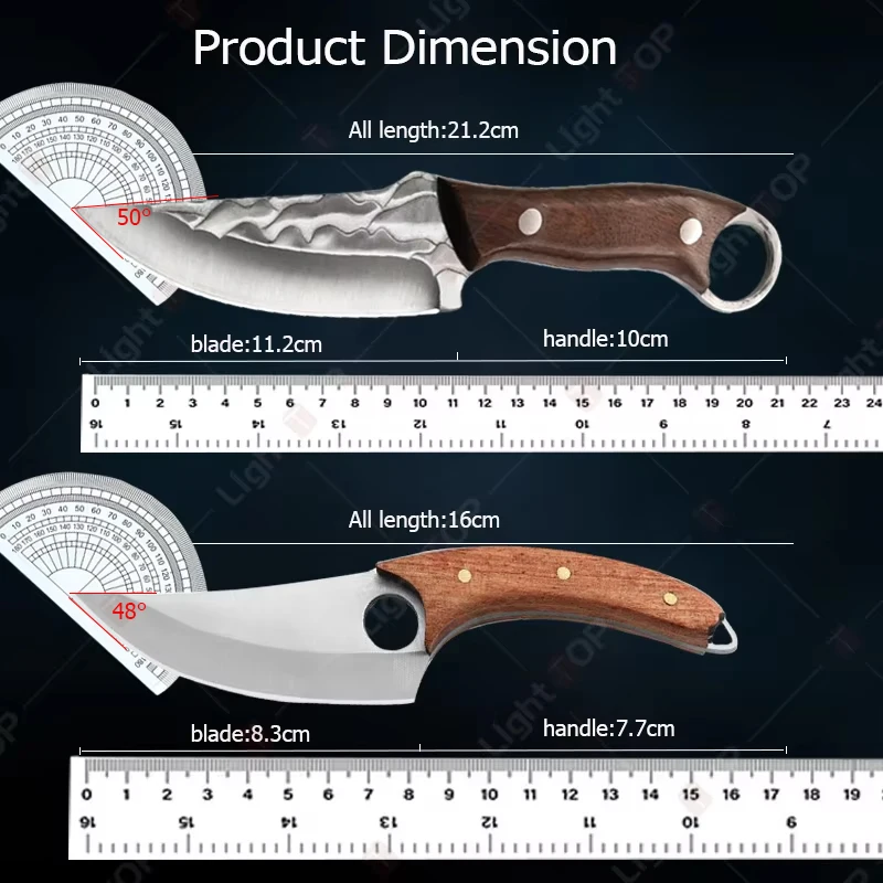 Multifunctional Kitchen Knife Handmade Forged Boning Knife Meat Cutting Fruit Knives Wooden Handle Stainless Steel BBQ Knife