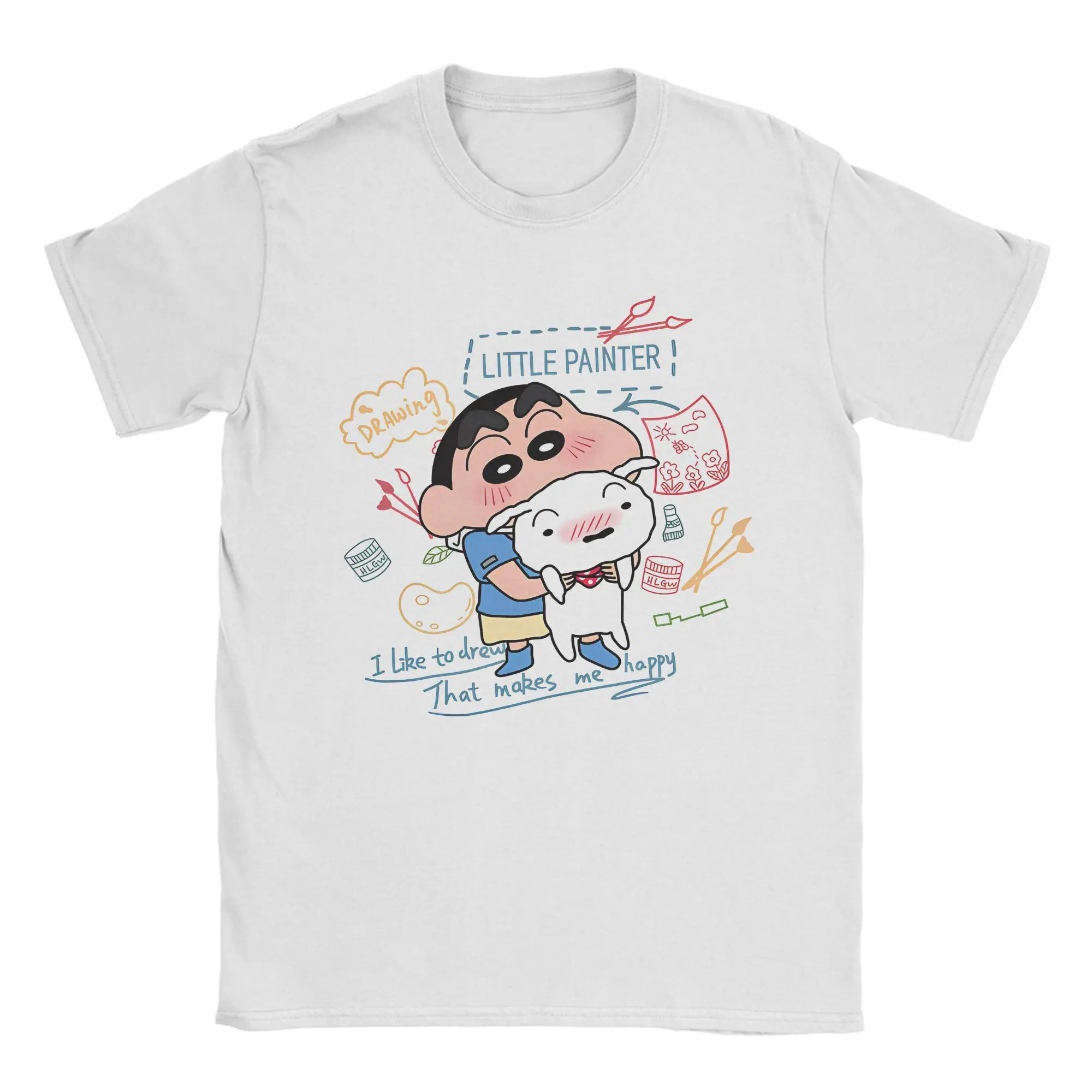 

Crayon Shin-Chans Men T Shirt Japanese Cartoon Vintage Tee Shirt Short Sleeve Crew Neck T-Shirts Cotton Printing Tops