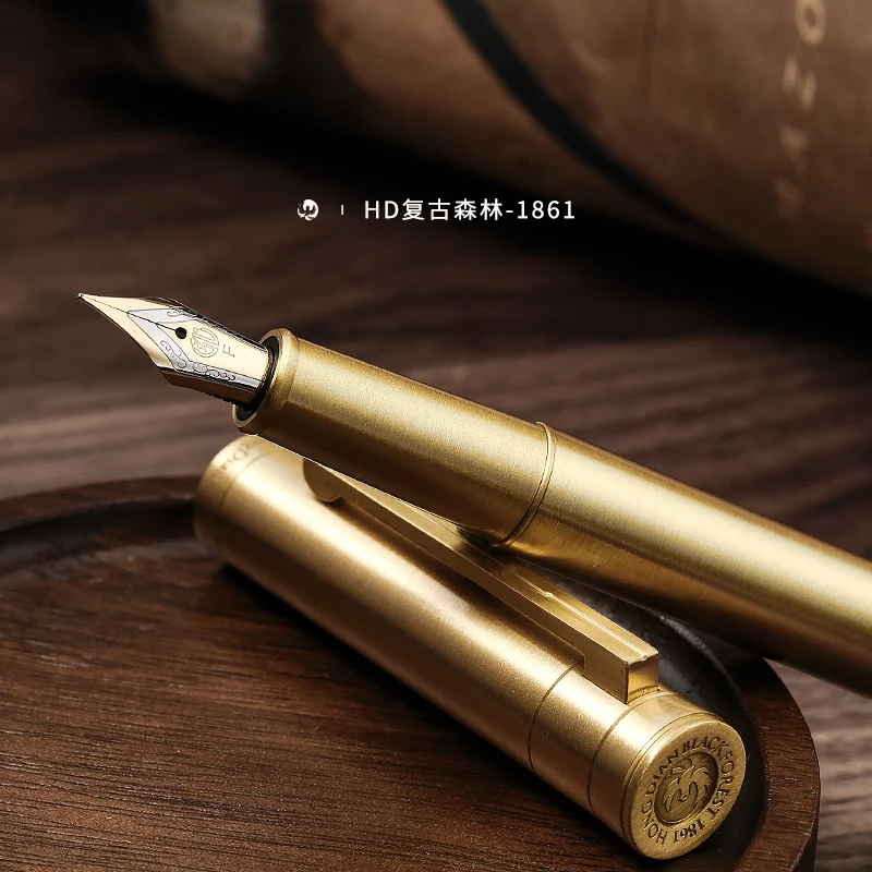 

Limited Color! Hongdian 1861 Brass Fountain Pen EF/F/M/ Bent Nib, Classic Design Smooth Writing Pen for Office Business School