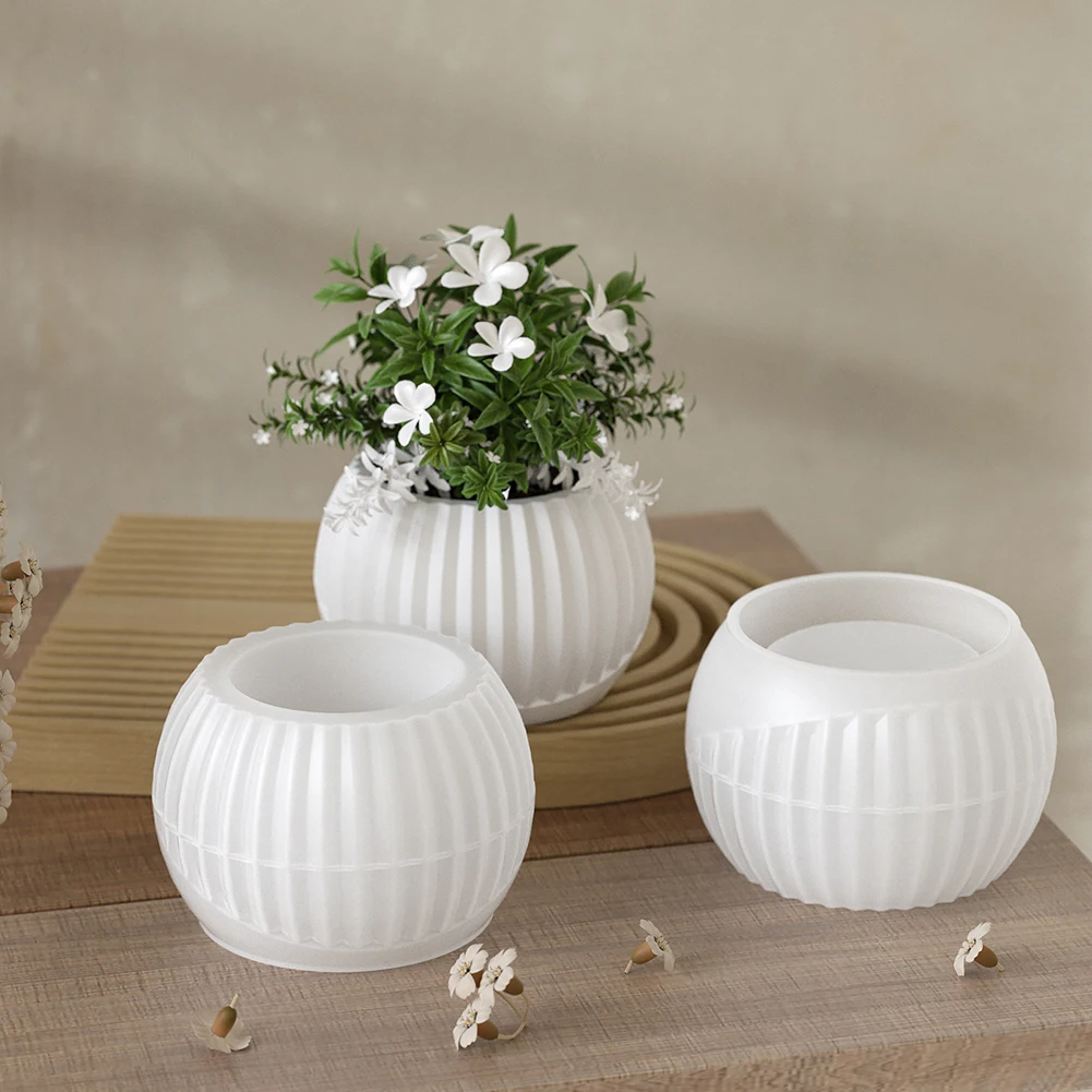 Nordic Striped Silicone For Plaster Aromatherapy, DIY Flower Pot And Candle Cup Casting Tool For Garden - Detail 1