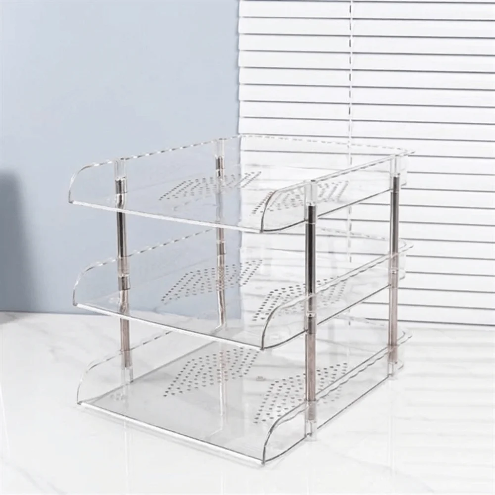 Modular Transparent Desktop File Organizer Durable Multi-Layer Document Tray Large Capacity Easy Assembly Storage Rack Office