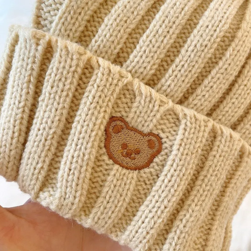 Bear Embroidery Baby Knitted Hat Winter Soft Warm Kids Boys Girls Cap Cartoon Children Caps Hats Beanie Bonnet