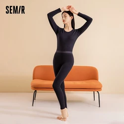 Semir Underwear Set Women Thick Slim Fit Base Layer Shirt Simple Versatile Inner Wear Soft and Elastic Home Autumn Underwear