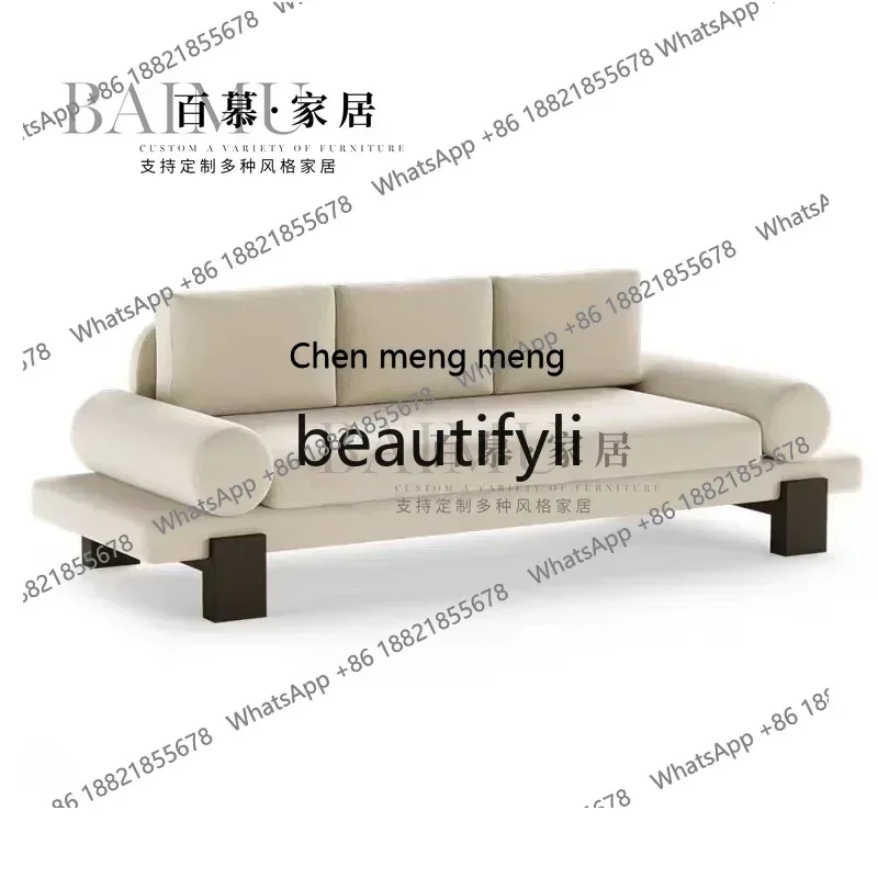 Nordic simple solid wood sofa cream style home hotel bed and breakfast double triple sofa