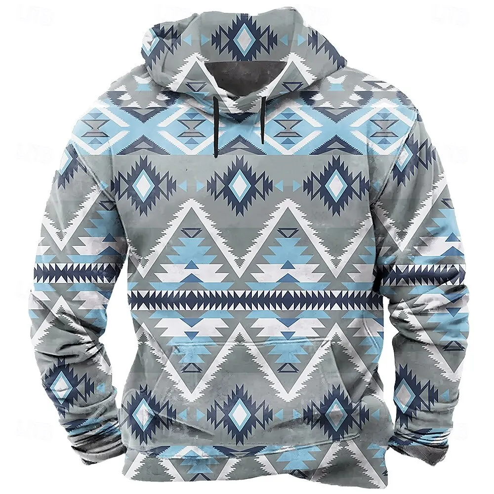 Vintage Ethnic Style Hoodies For Men Women 3D Print Geometic Pattern Long Sleeve Sweatshirts Autumn Winter Loose Casual Clothing