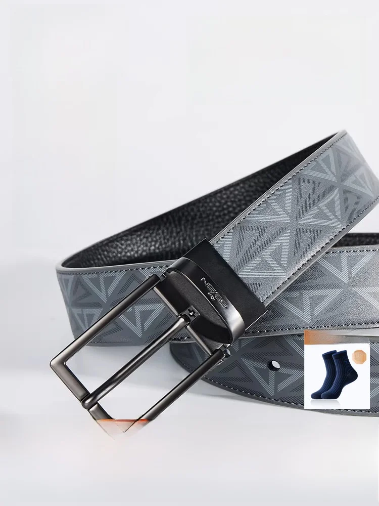 double-sided-wear-seven-brand-men's-buckle-leather-belt-top-layer-cowhide-casual-waist-belt-gift-box-set-alloy-buckle