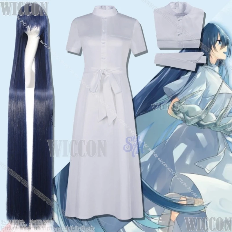 

Oumi Shiori Anime This Monster Wants To Eat Me Cosplay White Long Kawaii Dress Cute Lolita 150cm Wig Halloween Carnival Outfit