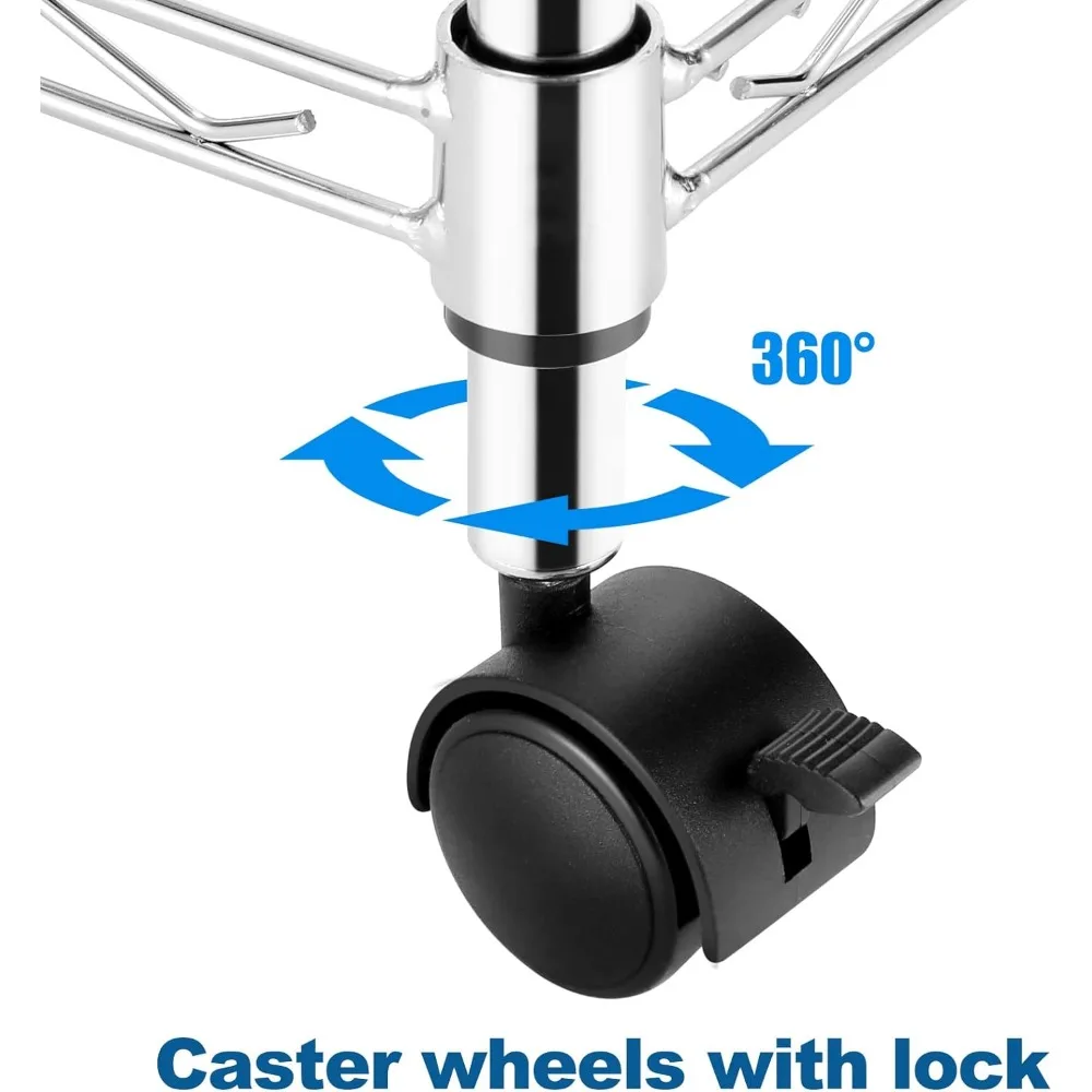 Homdox-estantería de alambre de acero de 5 niveles con ruedas, estantes cromados para garaje, cocina, sala de estar, resistente