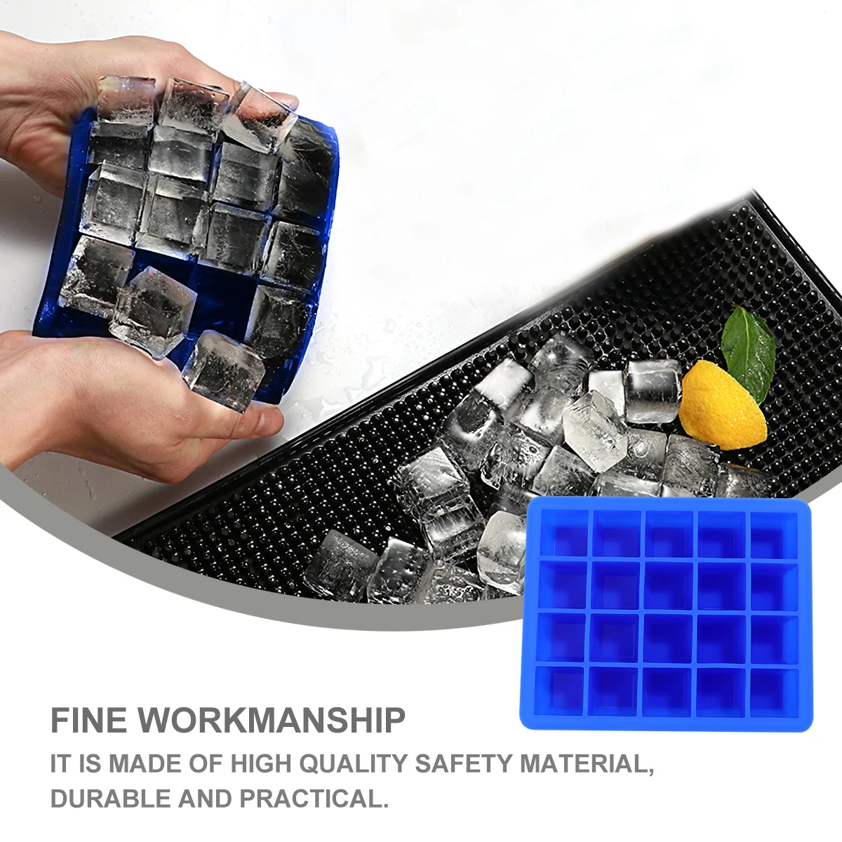 

2pcs Silicone Ice Cube Tray Reusable Beverage Fridge Kitchen Whisky Pastry Maker Easy Demold Resistant