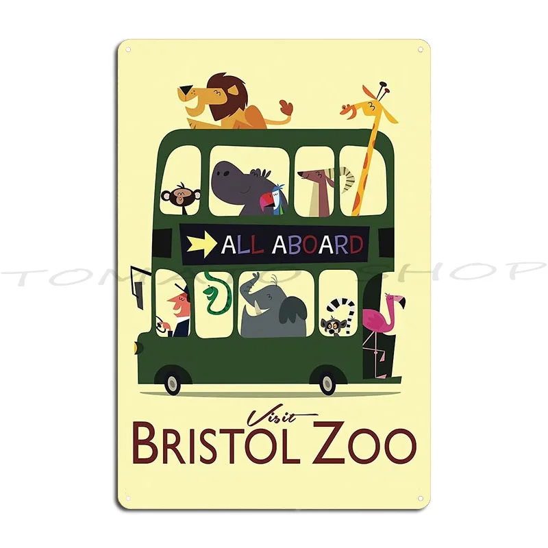 Visit Bristol Zoo Metal Plaque Living Room Wall Mural Garage Printed Tin Sign Poster