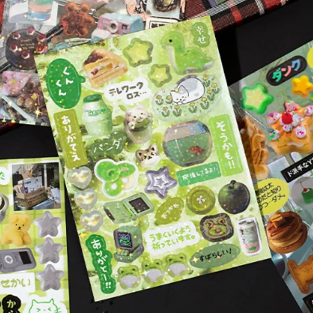 45Sheets Y2K Style Japanese Comic Stickers Non-Repetitive Coated Paper Retro Decorative Stickers Unique Designs Water-resistant