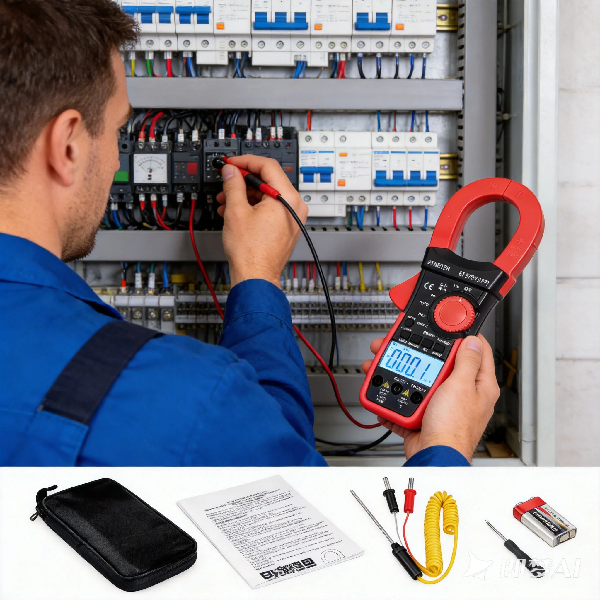 

570Y Counts True RMS Clamp Multimeter AC/DC 2000A Voltage Current Resistance Capacitance Temp NCV Backlight Auto Range