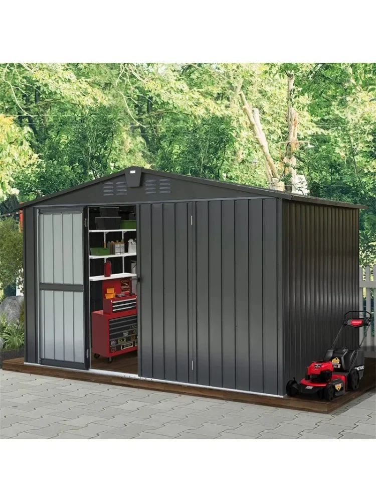 AliExpress NONE Outdoor Storage Shed 10'x 8',Metal Garden Shed for Bike,Trash Can,Tools,Lawn,Galvanized Steel Storage Cabinet for Backyard,Patio