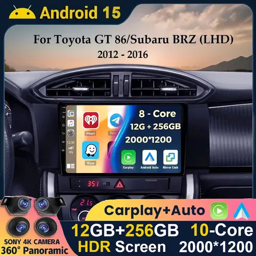 Android 15 Carplay Radio de coche para Toyota GT 86 para Subaru BRZ 2012 2013 2014 - 2016 reproductor de vídeo Multimedia navegación estéreo GPS