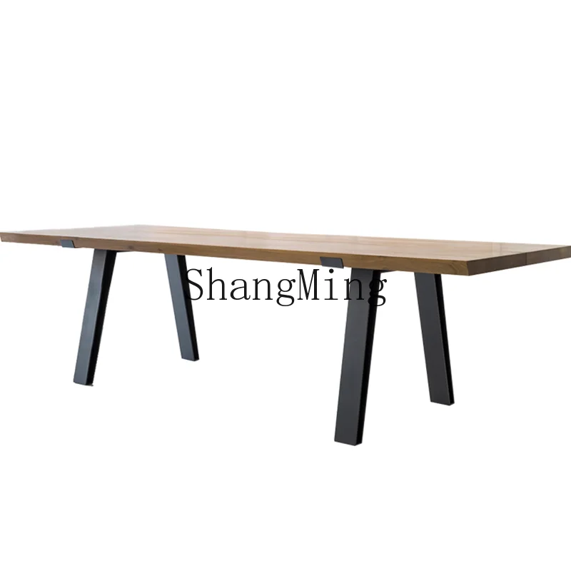 

HJ new modern office wrought iron retro solid wood desk office home dining table meeting workbench