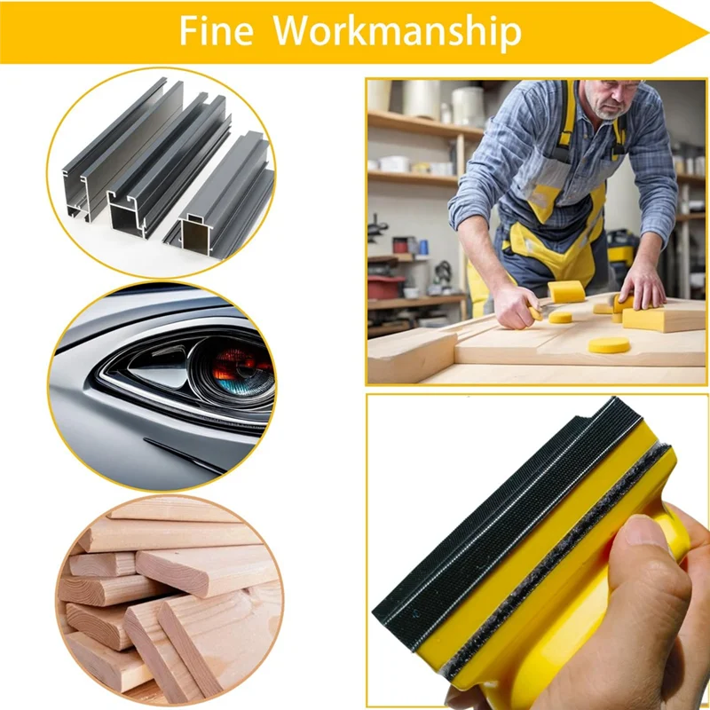 Juego de bloques de lijado a mano de 16 piezas, gancho y bucle, Material de espuma suave y duradero, almohadilla de lijado surtida, placa de respaldo de gancho