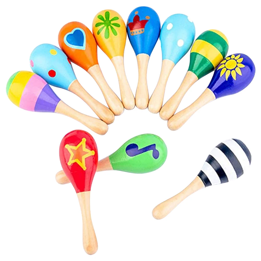 مطرقة رملية خشبية للأطفال الصغار آلة ماراكاس خشبية ملونة آلة موسيقية قرع ماراكاس الهزازات صانعي الضوضاء للأطفال الرضع الصغار #2