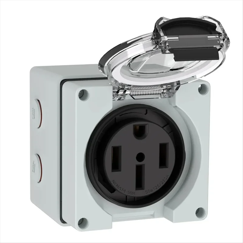 TFBC 50Amp Power Outlet Box,125/250Volt NEMA 14-50R Receptacle Outdoor Dustproof and Weatherproof for Electric Vehicles 50A125